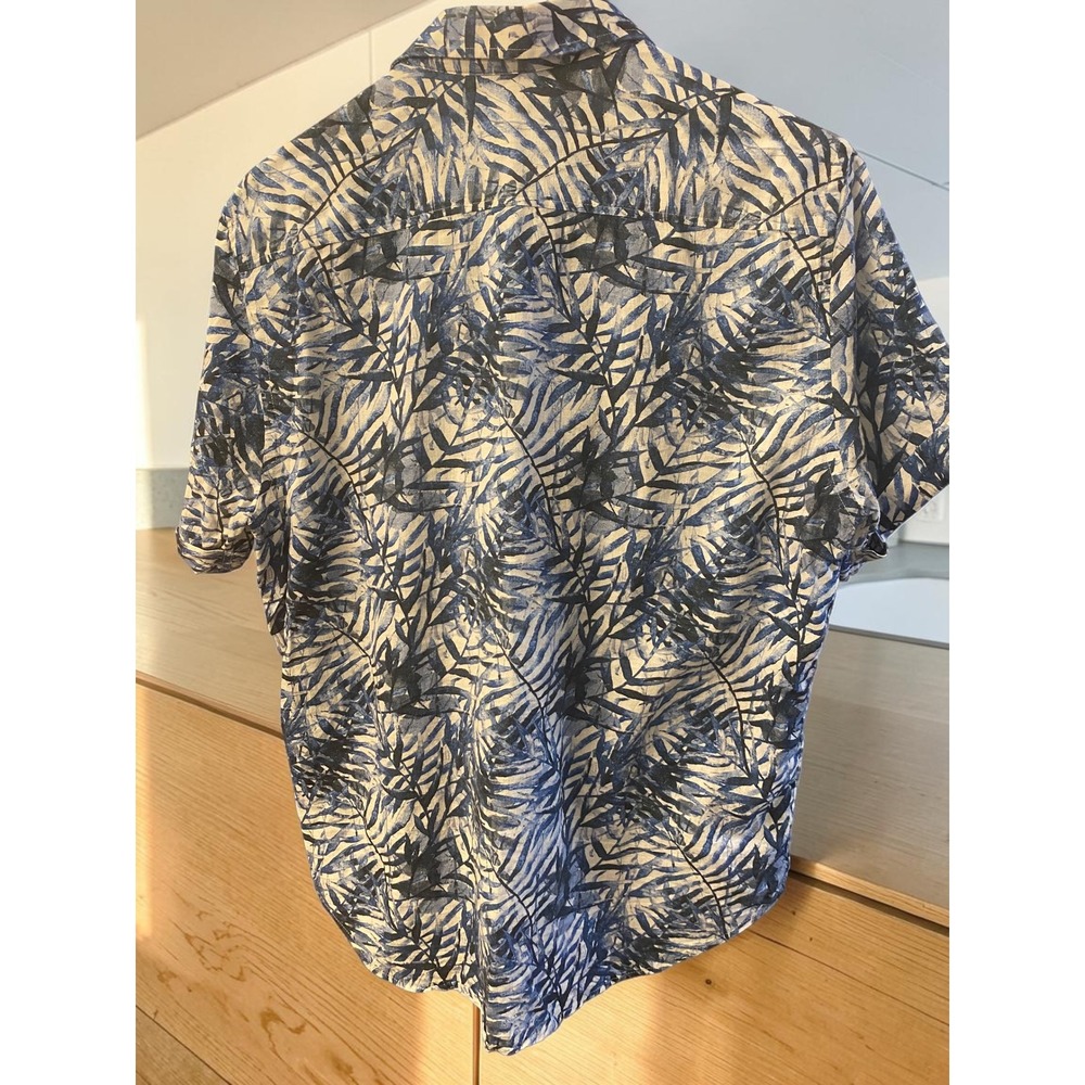 Robert Graham Broadhollow Linen Blend Blue Tropical Print Shirt Mens Large - Picture 4 of 7